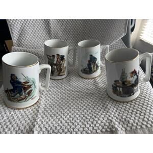 Set of 4 Norman Rockwell Seafarers Collection Tankard Mug Long John Silvers 1985